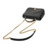CHANEL シャネル マトラッセ トップハンドル フラップバッグ 2WAY ブラック レディース キャビアスキン ハンドバッグ ABランク 中古 銀蔵