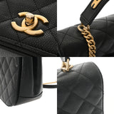 CHANEL シャネル マトラッセ トップハンドル フラップバッグ 2WAY ブラック レディース キャビアスキン ハンドバッグ ABランク 中古 銀蔵