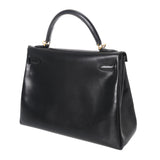 HERMES エルメス ケリー 32 内縫い 2WAY ブラック □E刻印(2001年頃) レディース ボックスカーフ ハンドバッグ ABランク 中古 銀蔵