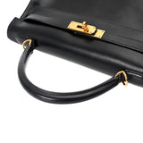 HERMES エルメス ケリー 32 内縫い 2WAY ブラック □E刻印(2001年頃) レディース ボックスカーフ ハンドバッグ ABランク 中古 銀蔵