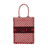 CHRISTIAN DIOR クリスチャンディオール バーティカルブックトート レッド/ホワイト レディース キャンバス ハンドバッグ Aランク 中古 銀蔵
