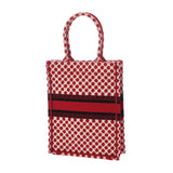CHRISTIAN DIOR クリスチャンディオール バーティカルブックトート レッド/ホワイト レディース キャンバス ハンドバッグ Aランク 中古 銀蔵