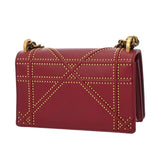 CHRISTIAN DIOR クリスチャンディオール チェーンショルダー レッド レディース レザー スタッズ ショルダーバッグ ABランク 中古 銀蔵