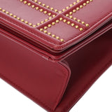 CHRISTIAN DIOR クリスチャンディオール チェーンショルダー レッド レディース レザー スタッズ ショルダーバッグ ABランク 中古 銀蔵