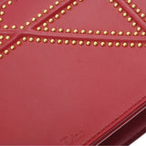 CHRISTIAN DIOR クリスチャンディオール チェーンショルダー レッド レディース レザー スタッズ ショルダーバッグ ABランク 中古 銀蔵