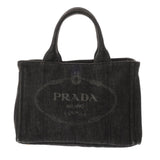 PRADA プラダ カナパ トート ミニ 2WAY ブラック レディース デニム ハンドバッグ ABランク 中古 銀蔵