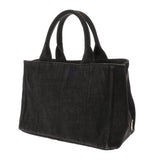 PRADA プラダ カナパ トート ミニ 2WAY ブラック レディース デニム ハンドバッグ ABランク 中古 銀蔵
