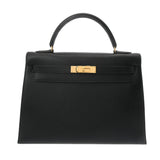 HERMES エルメス ケリー 32 外縫い 2WAY ブラック ○U刻印(1991年頃) レディース アルデンヌ ハンドバッグ ABランク 中古 銀蔵