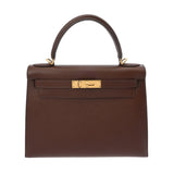 HERMES エルメス ケリー 28 外縫い 2WAY ショコラ □D刻印(2000年頃) レディース ヴォーエプソン ハンドバッグ Aランク 中古 銀蔵