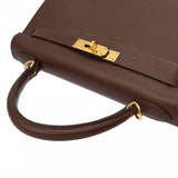 HERMES エルメス ケリー 28 外縫い 2WAY ショコラ □D刻印(2000年頃) レディース ヴォーエプソン ハンドバッグ Aランク 中古 銀蔵