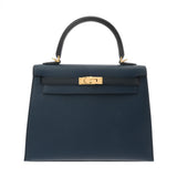 HERMES エルメス ケリー 25 外縫い トリコロール ブルードリュプス/ブルーインディゴ/ブラック B刻印(2023年頃) レディース ヴォーエプソン ハンドバッグ Aランク 中古 銀蔵