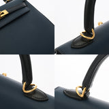 HERMES エルメス ケリー 25 外縫い トリコロール ブルードリュプス/ブルーインディゴ/ブラック B刻印(2023年頃) レディース ヴォーエプソン ハンドバッグ Aランク 中古 銀蔵