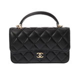 CHANEL シャネル マトラッセ ミニフラップバッグ トップハンドル ブラック AP3226 レディース ラムスキン ショルダーバッグ Aランク 中古 銀蔵