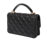 CHANEL シャネル マトラッセ ミニフラップバッグ トップハンドル ブラック AP3226 レディース ラムスキン ショルダーバッグ Aランク 中古 銀蔵