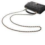 CHANEL シャネル マトラッセ ミニフラップバッグ トップハンドル ブラック AP3226 レディース ラムスキン ショルダーバッグ Aランク 中古 銀蔵