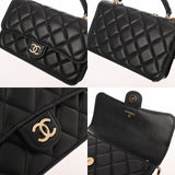 CHANEL シャネル マトラッセ ミニフラップバッグ トップハンドル ブラック AP3226 レディース ラムスキン ショルダーバッグ Aランク 中古 銀蔵