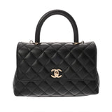 CHANEL シャネル マトラッセ トップハンドルフラップバッグ XS ブラック A92990 レディース キャビアスキン ハンドバッグ Aランク 中古 銀蔵