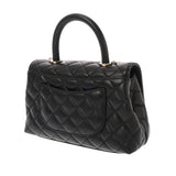CHANEL シャネル マトラッセ トップハンドルフラップバッグ XS ブラック A92990 レディース キャビアスキン ハンドバッグ Aランク 中古 銀蔵