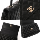 CHANEL シャネル マトラッセ トップハンドルフラップバッグ XS ブラック A92990 レディース キャビアスキン ハンドバッグ Aランク 中古 銀蔵