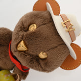 LOUIS VUITTON ルイヴィトン バッグチャーム LVルイベア ブラウン/レッド M03176 ユニセックス フェイクファー チャーム Aランク 中古 銀蔵
