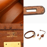 HERMES エルメス ケリー 32 外縫い 2WAY チェスナッツ ○U刻印(1991年頃) レディース オーストリッチ ハンドバッグ Bランク 中古 銀蔵