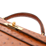 HERMES エルメス ケリー 32 外縫い 2WAY チェスナッツ ○U刻印(1991年頃) レディース オーストリッチ ハンドバッグ Bランク 中古 銀蔵