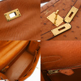 HERMES エルメス ケリー 32 外縫い 2WAY チェスナッツ ○U刻印(1991年頃) レディース オーストリッチ ハンドバッグ Bランク 中古 銀蔵