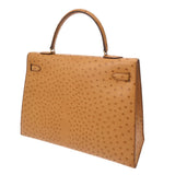 HERMES エルメス ケリー 35 外縫い 2WAY サフラン ○U刻印(1991年頃) レディース オーストリッチ ハンドバッグ Bランク 中古 銀蔵