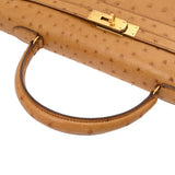 HERMES エルメス ケリー 35 外縫い 2WAY サフラン ○U刻印(1991年頃) レディース オーストリッチ ハンドバッグ Bランク 中古 銀蔵
