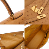 HERMES エルメス ケリー 35 外縫い 2WAY サフラン ○U刻印(1991年頃) レディース オーストリッチ ハンドバッグ Bランク 中古 銀蔵
