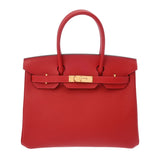 HERMES エルメス バーキン 30 ルージュカザック レディース ヴォーエプソン ハンドバッグ Aランク 中古 銀蔵