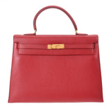 HERMES エルメス ケリー 35 外縫い ルージュヴィフ 〇Y刻印(1995年頃)　　 レディース アルデンヌ ハンドバッグ ABランク 中古 銀蔵