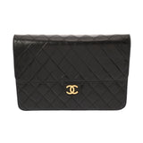 CHANEL シャネル マトラッセ プッシュロック チェーンショルダー 25cm ブラック レディース ラムスキン ショルダーバッグ ABランク 中古 銀蔵