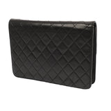 CHANEL シャネル マトラッセ プッシュロック チェーンショルダー 25cm ブラック レディース ラムスキン ショルダーバッグ ABランク 中古 銀蔵