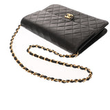 CHANEL シャネル マトラッセ プッシュロック チェーンショルダー 25cm ブラック レディース ラムスキン ショルダーバッグ ABランク 中古 銀蔵