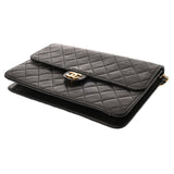 CHANEL シャネル マトラッセ プッシュロック チェーンショルダー 25cm ブラック レディース ラムスキン ショルダーバッグ ABランク 中古 銀蔵