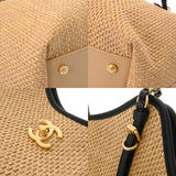 CHANEL シャネル マキシショッピングバッグ ダークベージュ/ブラック AS5463 レディース カーフ ブレードラフィアエフェクトキャンバス ハンドバッグ Aランク 中古 銀蔵
