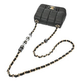 CHANEL シャネル チョコバー ミニフラップチェーンショルダー ブラック AS3744 レディース ラムスキン レジン ショルダーバッグ ABランク 中古 銀蔵