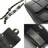 CHANEL シャネル チョコバー ミニフラップチェーンショルダー ブラック AS3744 レディース ラムスキン レジン ショルダーバッグ ABランク 中古 銀蔵