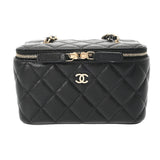 CHANEL シャネル マトラッセ スモール ヴァニティケース ブラック AP1341 レディース キャビアスキン バニティバッグ Aランク 中古 銀蔵
