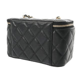CHANEL シャネル マトラッセ スモール ヴァニティケース ブラック AP1341 レディース キャビアスキン バニティバッグ Aランク 中古 銀蔵