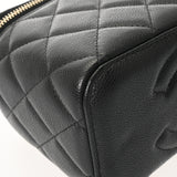CHANEL シャネル マトラッセ スモール ヴァニティケース ブラック AP1341 レディース キャビアスキン バニティバッグ Aランク 中古 銀蔵