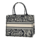 CHRISTIAN DIOR クリスチャンディオール ブックトートバッグ ミディアム ネイビー/ホワイト M1296ZTDT.M311 レディース キャンバス ハンドバッグ Aランク 中古 銀蔵