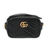 GUCCI グッチ GGマーモント キルティング ミニショルダー ブラック 448065 レディース レザー ショルダーバッグ ABランク 中古 銀蔵