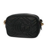 GUCCI グッチ GGマーモント キルティング ミニショルダー ブラック 448065 レディース レザー ショルダーバッグ ABランク 中古 銀蔵