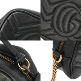 GUCCI グッチ GGマーモント キルティング ミニショルダー ブラック 448065 レディース レザー ショルダーバッグ ABランク 中古 銀蔵
