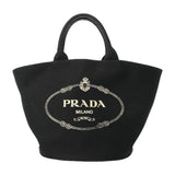 PRADA プラダ カナパトート ブラック 1BG163 レディース キャンバス トートバッグ ABランク 中古 銀蔵