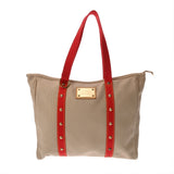 LOUIS VUITTON ルイヴィトン アンティグア カバ MM ベージュ/レッド M40035 レディース キャンバス トートバッグ ABランク 中古 銀蔵