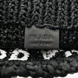 PRADA プラダ スモール クロシェット トートバッグ ブラック/ホワイト 1BG422 レディース ラフィア ハンドバッグ ABランク 中古 銀蔵