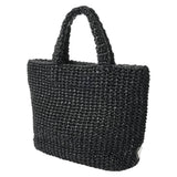 PRADA プラダ スモール クロシェット トートバッグ ブラック/ホワイト 1BG422 レディース ラフィア ハンドバッグ ABランク 中古 銀蔵